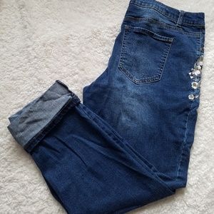 Flower Embroidered Jeans
